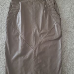 Vintage Elegant Tan Leather Skirt